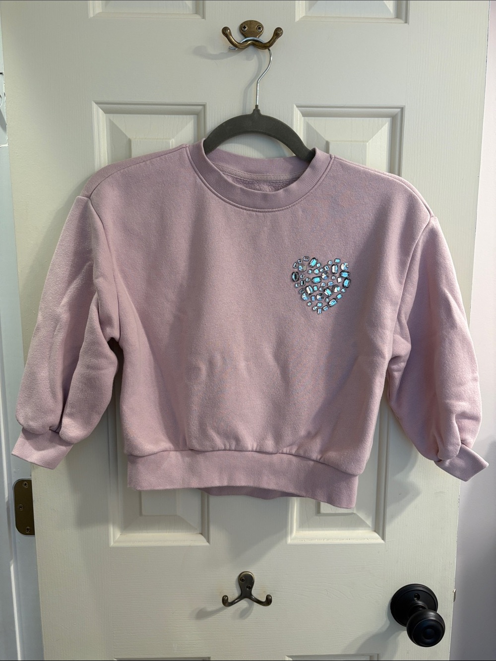 Girls' Light Purple Heart Gem Pullover GAP Sweatshirt